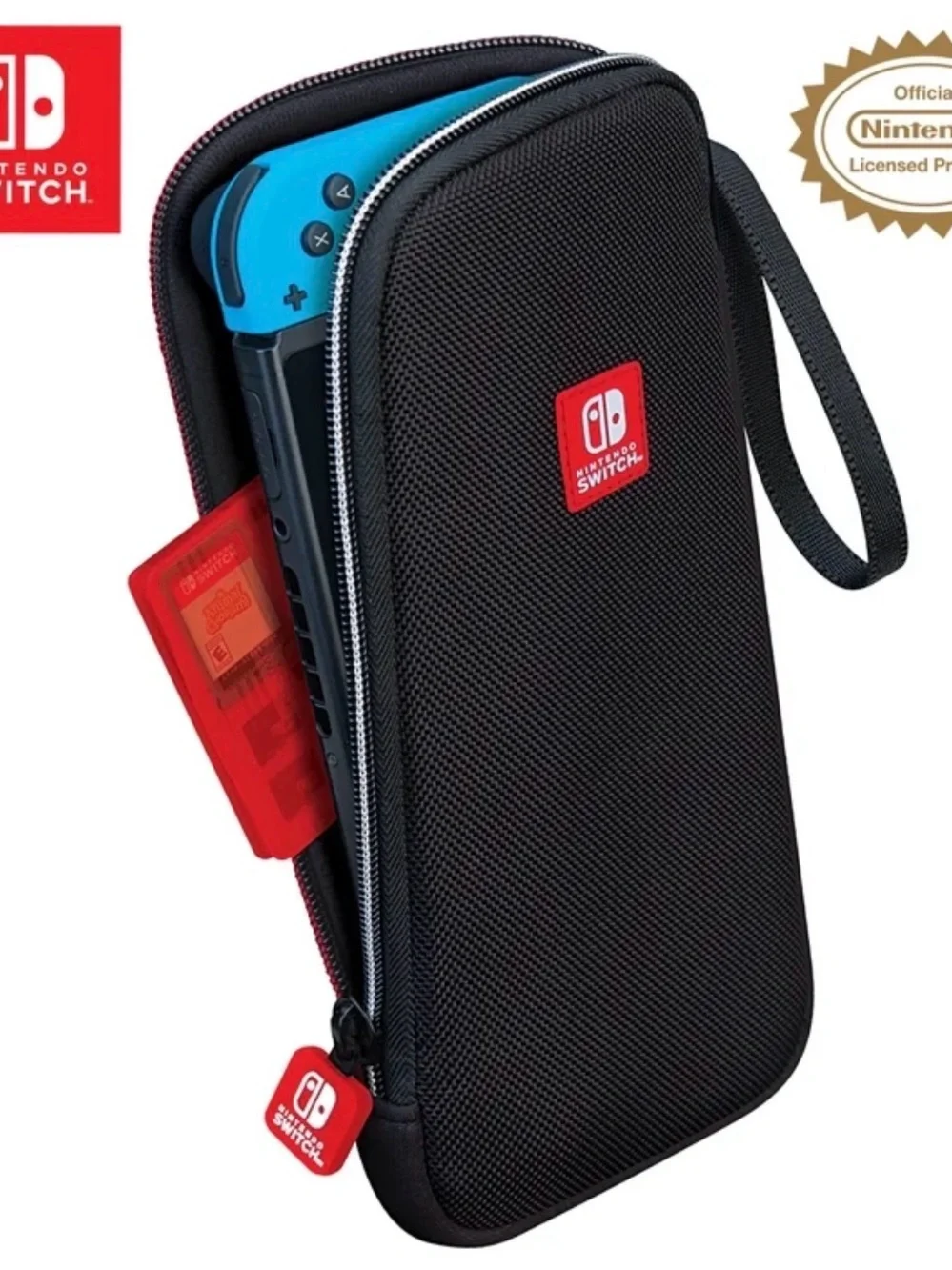 Nintendo Switch Gray Travel Case with Red Logo Accent